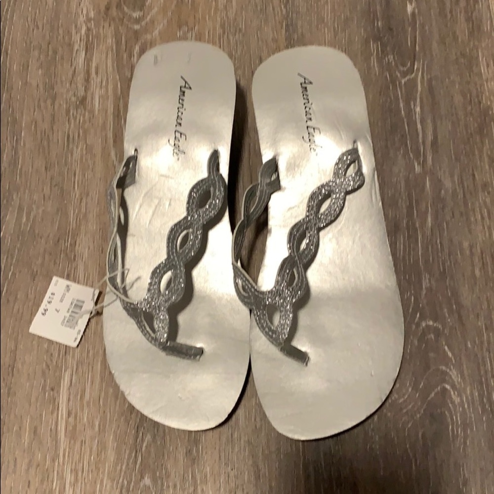 Payless American Eagle Silver Flip Flops